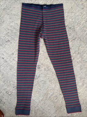 90s Y2K Victoria's Secret Striped Leggings - Navy, Red, Green